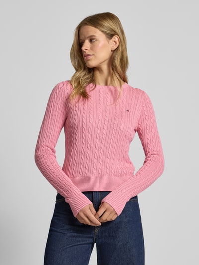 Tommy Jeans Regular Fit Strickpullover aus reiner Baumwolle Pink 4