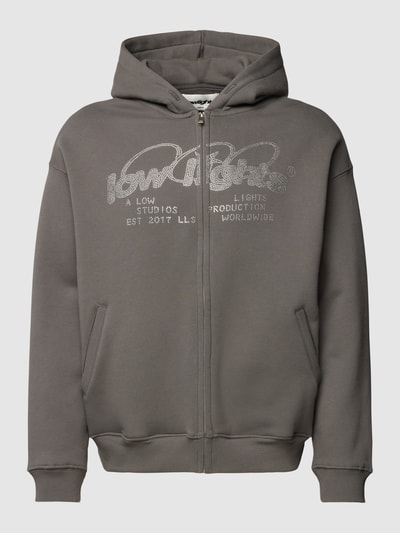 Low Lights Studios Sweatjacke mit Ziersteinbesatz Dunkelgrau 2