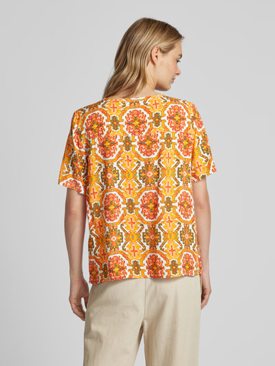 Montego Blouse met all-over motief Oranje - 5