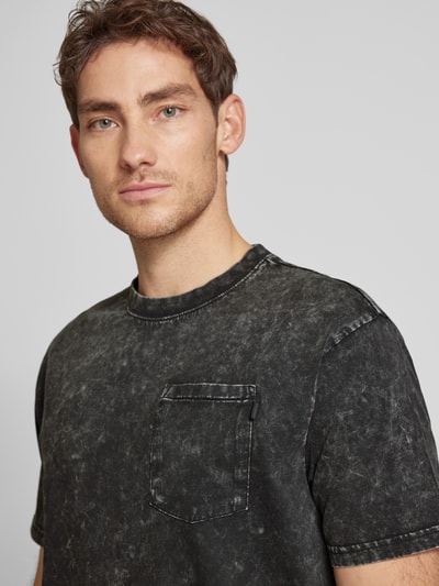 Scotch & Soda T-Shirt mit geripptem Rundhalsausschnitt Black 3