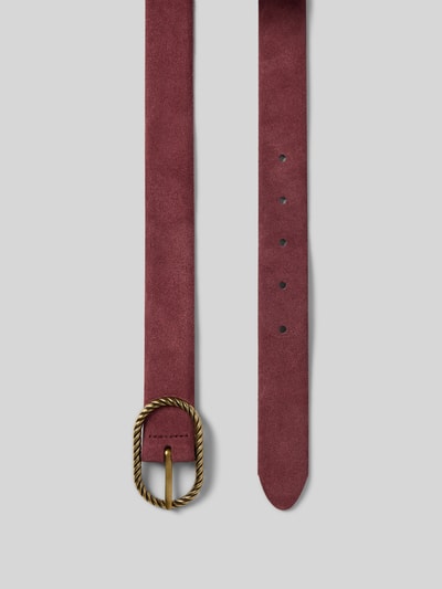 Produktfoto, Gürtel aus echtem Leder mit Dornschließe von Weinmann, unifarbenes Design in Dunkelrot, klassische Passform, Breite 3 cm
