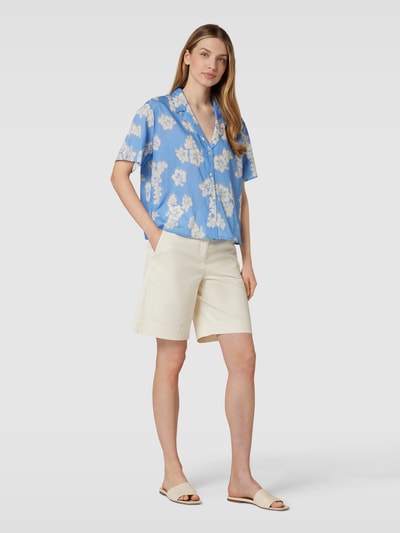 Jake*s Casual Korte overhemdblouse met bloemenmotief Bleu - 1