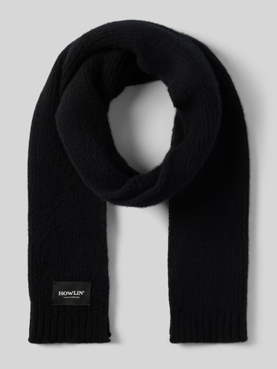 HOWLIN Schal aus Lammwolle mit Label-Detail Modell 'KINK JAMMY' Black 1