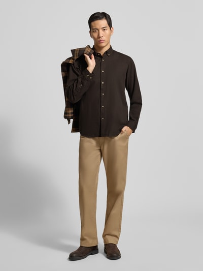 SELECTED HOMME Regular fit vrijetijdsoverhemd van puur biologisch katoen, model 'REGNOAH' Chocoladebruin - 1