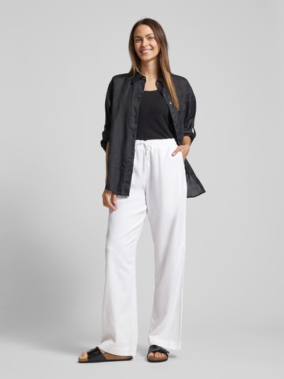 FREE/QUENT Spodnie z mieszanki lnu i wiskozy z elastycznym pasem model ‘Lava’ Złamany biały 1