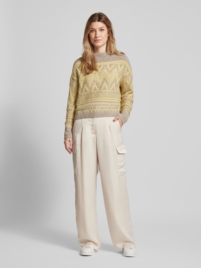 Bash Wide Leg Cargohose in schimmerndem Design Modell 'CARY' Ecru 1