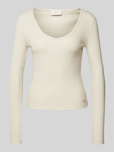 Calvin Klein Jeans Longsleeve mit Label-Patch Beige 2