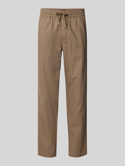 Productfoto, Straight Fit Leinenhose mit elastischem Bund Modell 'Barton' van Matinique, mix van katoen en linnen, heren, achterzakken, bandwijdte maat M 34 cm, binnenbeenlengte maat M 78 cm, bruin, rechte pijpen, gladde textuur