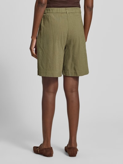 VERO MODA Comfort Fit Shorts aus Baumwoll-Leinen-Mix Modell 'CAIA' Oliv 5