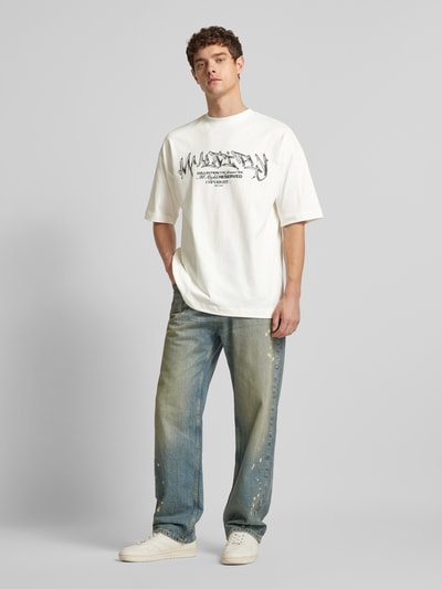 Multiply Apparel Oversized T-Shirt mit Label-Print Weiss 1