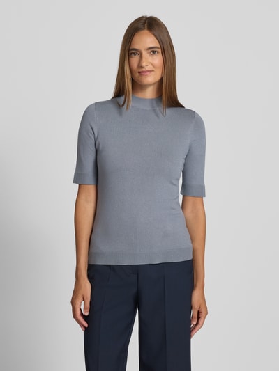 comma Strickpullover mit gerippten Abschlüssen Rauchblau 4