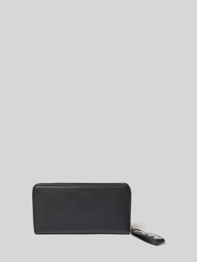 Produktfoto, schwarzes Portemonnaie in Leder-Optik Modell 'Ryta' von VALENTINO BAGS mit Hauptfach, Reißverschluss und Logo-Detail.
