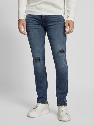 HUGO Slim fit jeans in destroyed-look, model 'HUGO 734' Jeansblauw - 4