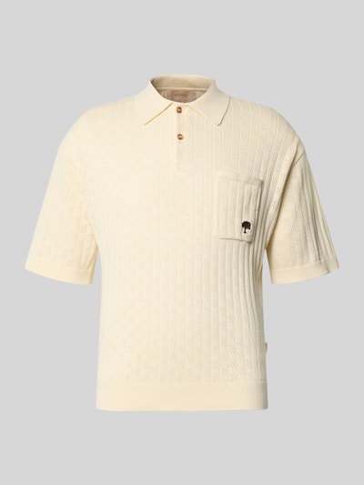 BLKVIS Relaxed Fit Poloshirt mit Pointelle-Muster Offwhite 2