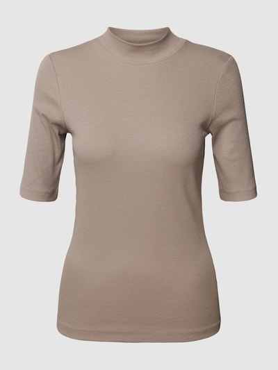 Montego T-shirt in fijnriblook Taupe - 2
