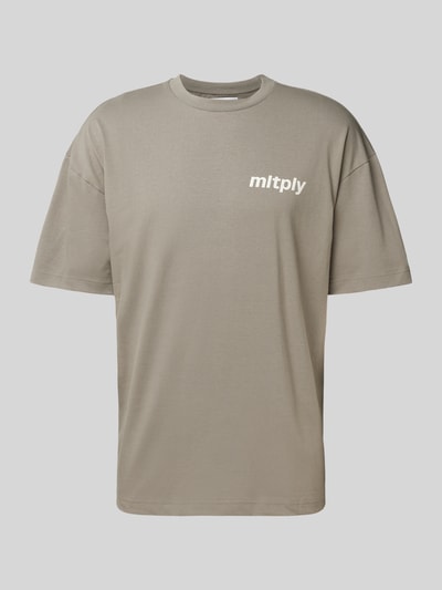 Multiply Apparel T-shirt o kroju oversized z nadrukiem z logo Jasnoszary 2