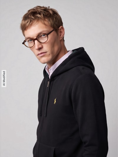 Polo Ralph Lauren Sweatjacke mit kontrastiertem Kapuzenfutter Black 3