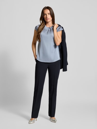 comma Blouseshirt met ronde hals en plooien Rookblauw - 1