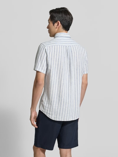 GANT slim fit linnen overhemd met borstzak Koningsblauw - 5