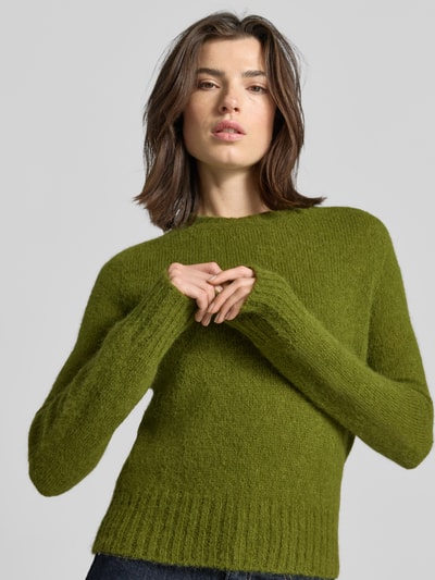 Drykorn Strickpullover mit gerippten Abschlüssen Gruen Melange 3