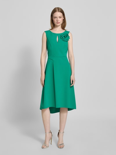 Vera Mont Knielange cocktailjurk met applicatie Groen - 4