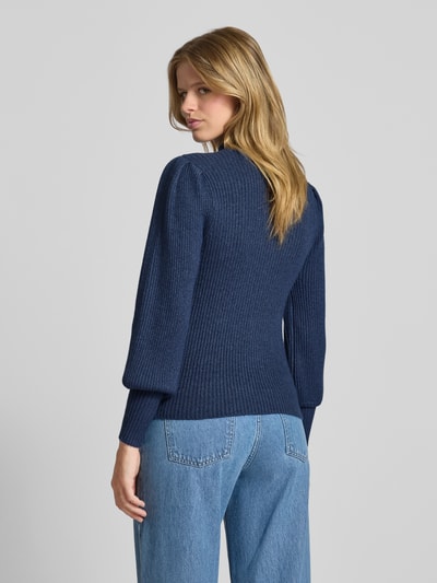 Only Sweter z dzianiny o kroju regular fit z mieszanki wiskozy model ‘KATIA’ Granatowy 5