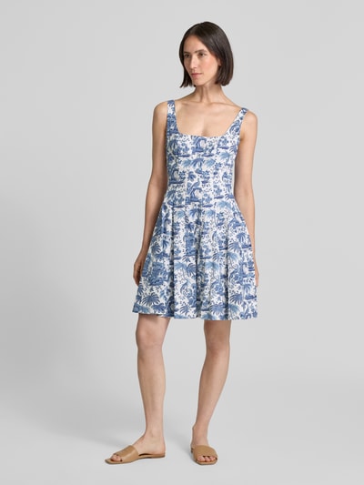 Staud Minikleid mit Karree-Ausschnitt Modell 'MINI WELLS' Bleu 1