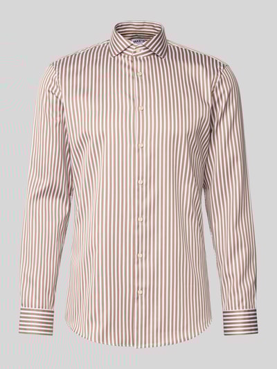 Jake*s Slim fit zakelijk overhemd met haaikraag Donkerbruin - 2