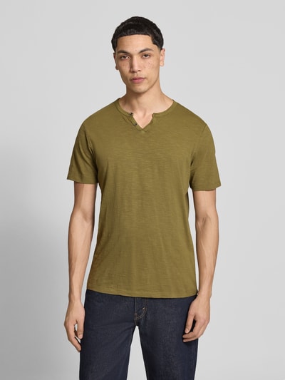 JACK & JONES T-shirt van katoen Model 'SPLIT' Olijfgroen - 4