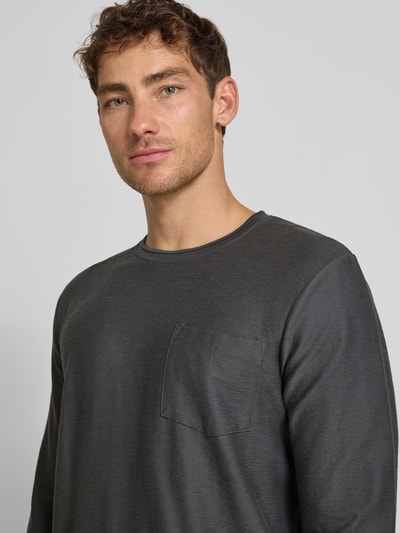 Tom Tailor Denim Bluzka o kroju regular fit z mieszanki bawełny z długim rękawem i fakturowanym, tkanym wzorem Antracytowy 3