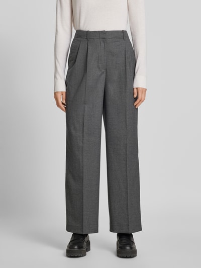 Tommy Hilfiger Wide leg wollen broek met bandplooien Lichtgrijs - 4