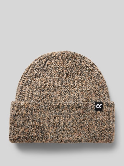 OPUS Beanie met labeldetail, model 'Amaddie' Lichtbruin - 1