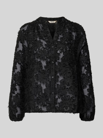 Only Regular fit blouse met lange mouwen en V-hals, model 'KORSA' Zwart - 2