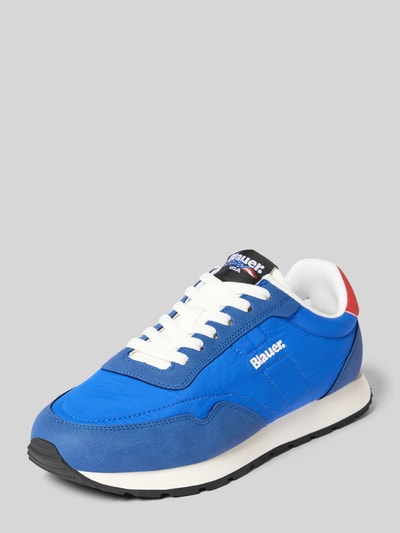 Productfoto, Sneaker met logo-detail model 'Falcon' van Blauer USA in blauw met afgeronde fit, vetersluiting en geprofileerde zool, hakhoogte 3 cm, schachthoogte 9 cm, schachtwijdte 10 cm