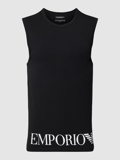 Emporio Armani Tanktop met labelprint, model 'SHINY' Zwart - 1