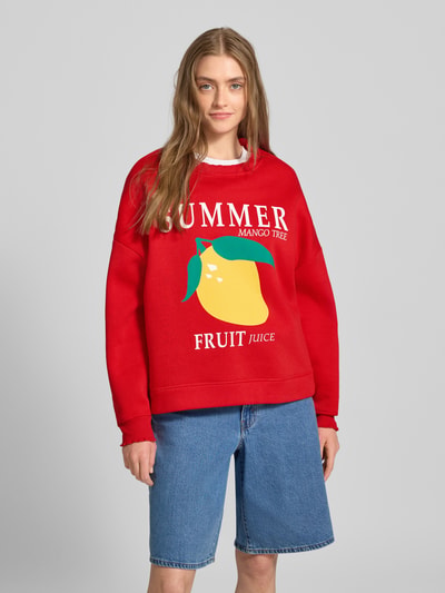 PIECES Oversized Sweatshirt aus Baumwoll-Mix Modell 'MALIAH' Rot 4