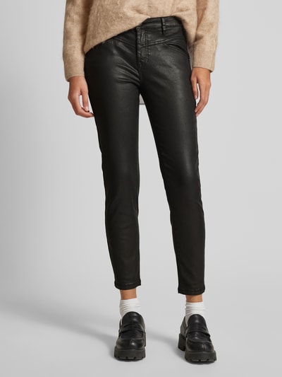 OPUS Slim fit broek in leerlook, model 'Evita remix' Zwart - 4