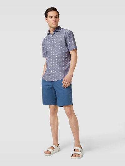 Jake*s Slim Fit Freizeithemd mit Allover-Print Marine 1