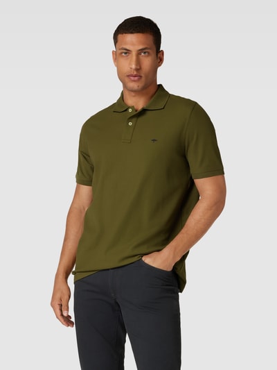 Fynch-Hatton Koszulka polo z bawełny z detalem z logo Oliwkowy 4