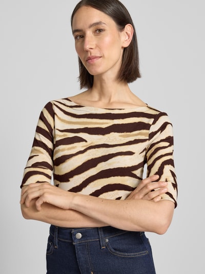 Lauren Ralph Lauren T-Shirt mit 3/4-Arm Modell 'JUDY' Mittelbraun Mel 3