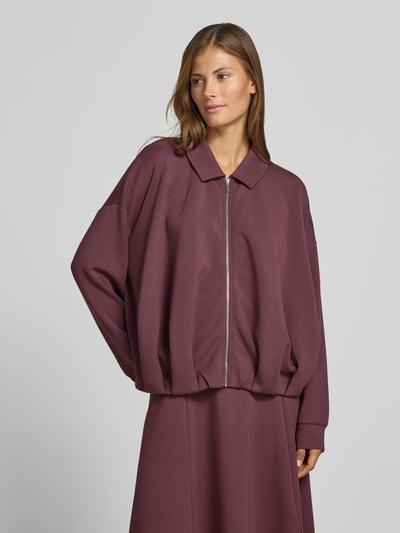 Christian Berg Woman Sweatjacke mit Umlegekragen Aubergine 4