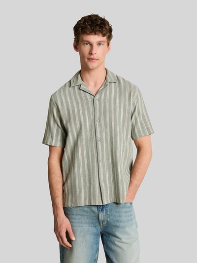 Tom Tailor Denim Koszula casualowa o kroju relaxed fit z mieszanki bawełny i lnu Oliwkowy 4