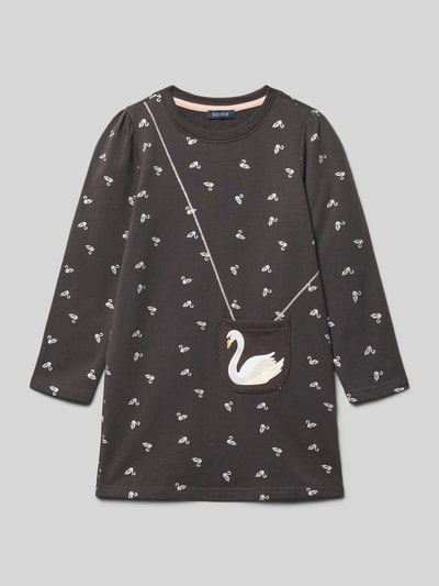 Blue Seven Sukienka mini z prążkowanym, okrągłym dekoltem Grafitowy 1