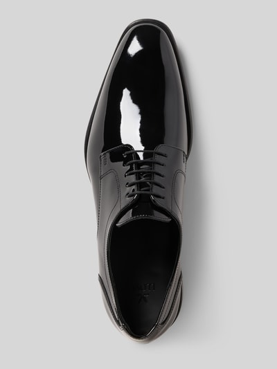 Produktfoto, Derby-Schuhe aus echtem Leder Modell 'LENO' von Lloyd, czarny połysk, zaokrąglony kształt, gładka podeszwa, sznurowane, obcas 3 cm, wysokość cholewki 7 cm, szerokość w rozmiarze 44: 7 cm