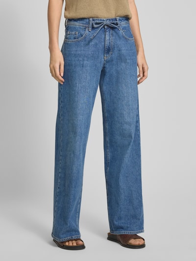 Brax Wide fit jeans met strikceintuur, model 'MORGAN' Blauw - 4