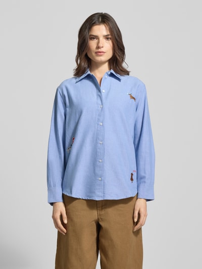 Jake*s Casual Overhemdblouse met knoopsluiting Bleu - 4