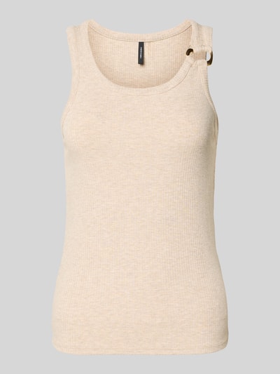 Produktfoto, Regular Fit Tank Top aus Viskose-Mix Modell 'KIKI' von Vero Moda, Optik: Unifarben, Zier-Applikation, U-Ausschnitt, breite Träger, Materialverarbeitung: Ripp