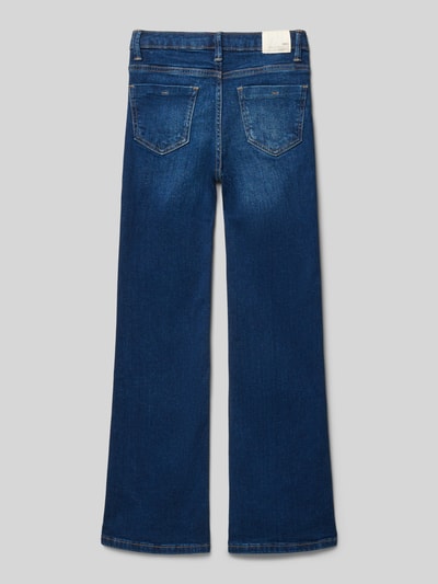 Produktfoto, Flared Jeans mit 5-Pocket-Design von Mango in Dunkelblau, Baumwoll-Elasthan-Mix, Kinderjeans, Flared-Cut, Rückansicht.