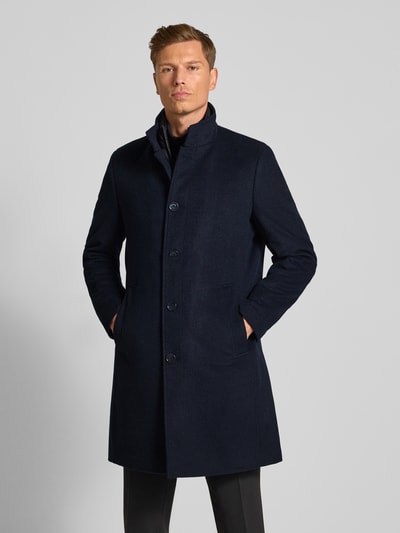 Christian Berg Men Mantel aus Woll-Mix mit Stehkragen Dunkelblau 4
