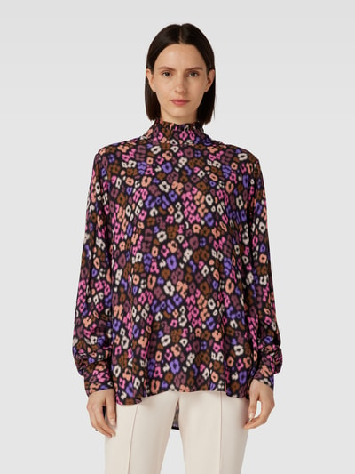 Essentiel Blouseshirt van viscose met all-over motief Paars - 4